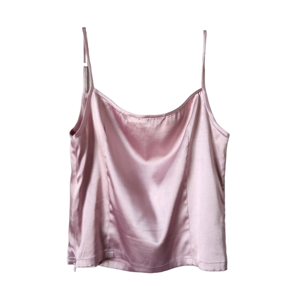 PODA MODA Silky feel slip crop tank in baby pink size 9 - Picture 2 of 6